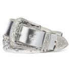 Mixit&trade; Glam Etch Buckle Silver Belt