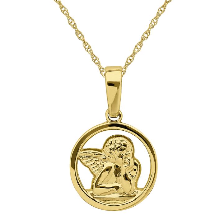 Infinite Gold&trade; 14k Yellow Gold Angel Pendant Necklace