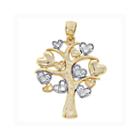 14k Two-tone Gold Family Heart Tree Charm Pendant
