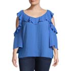 Bold Elements 3/4 Sleeve Round Neck Woven Blouse - Plus