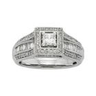 1 Ct. T.w. Diamond 10k White Gold Princess-cut Milgrain Bridal Ring