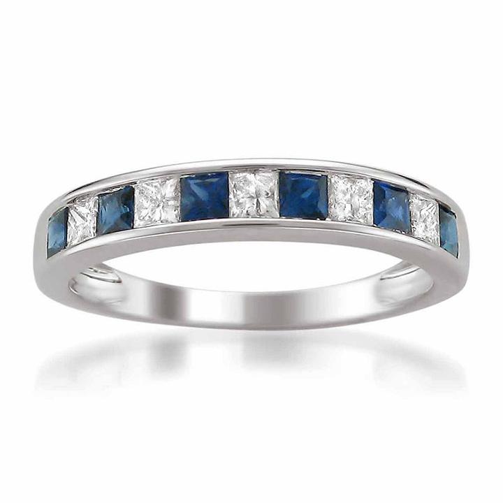 Modern Bride Gemstone Womens 3/8 Ct. T.w. Blue Sapphire 14k Gold Wedding Band