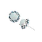 Simulated Opal & Genuine London Blue Topaz Sterling Silver Earrings