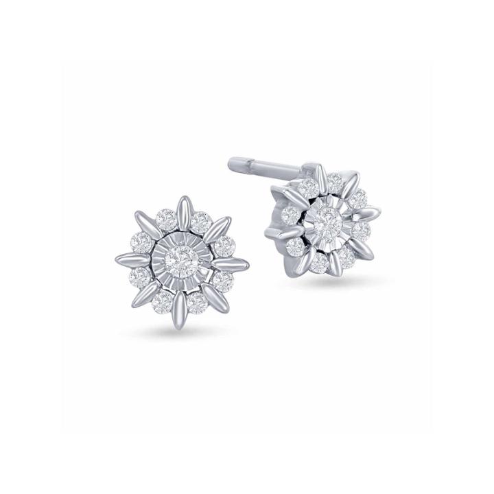 Enchanted By Disney 1/10 C.t.t.w. Diamond Frozen Starburst Stud Earrings In Sterling Silver