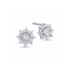 Enchanted By Disney 1/10 C.t.t.w. Diamond Frozen Starburst Stud Earrings In Sterling Silver