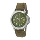 Peugeot Mens Green Canvas Strap Military Watch