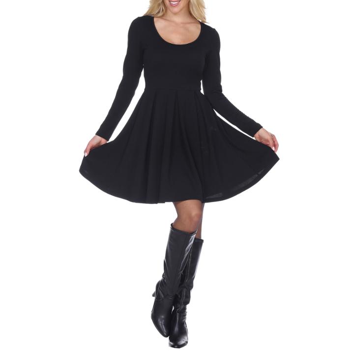 White Mark Jenara Long Sleeve Fit & Flare Dress