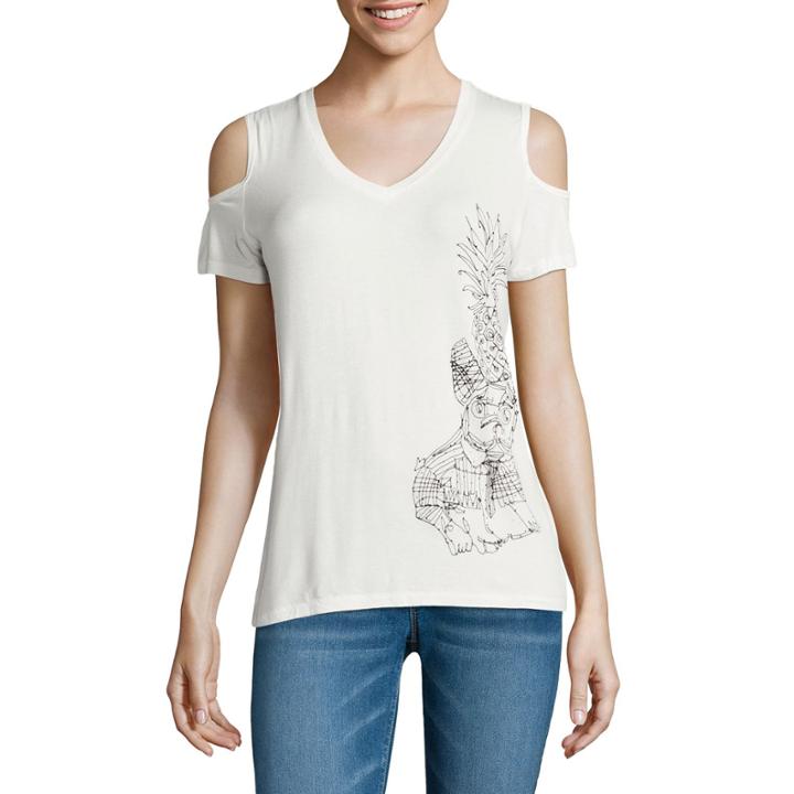 I Jeans By Buffalo Cold Shoulder Graphic Top