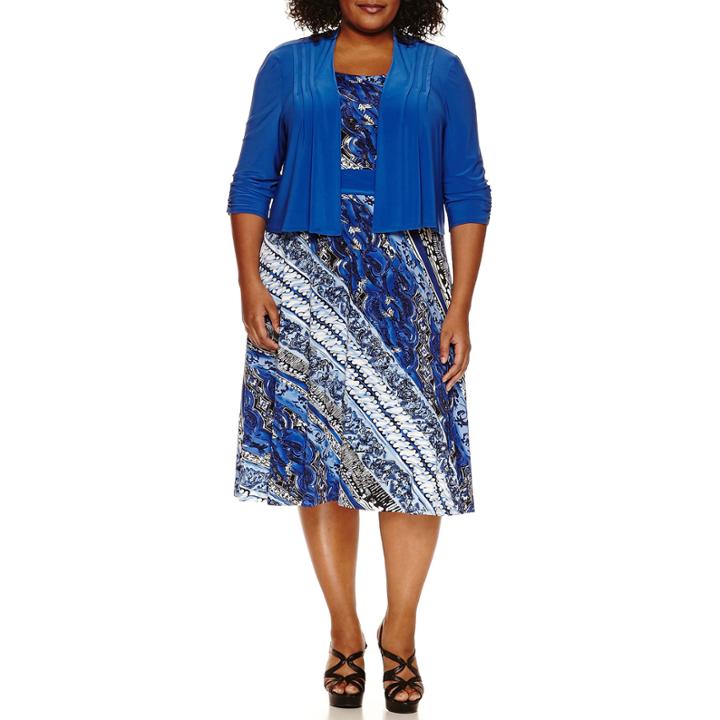 Perceptions 3/4 Sleeve Jacket Dress-plus