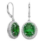 Diamonart Sterling Silver Cubic Zirconia Halo Earrings