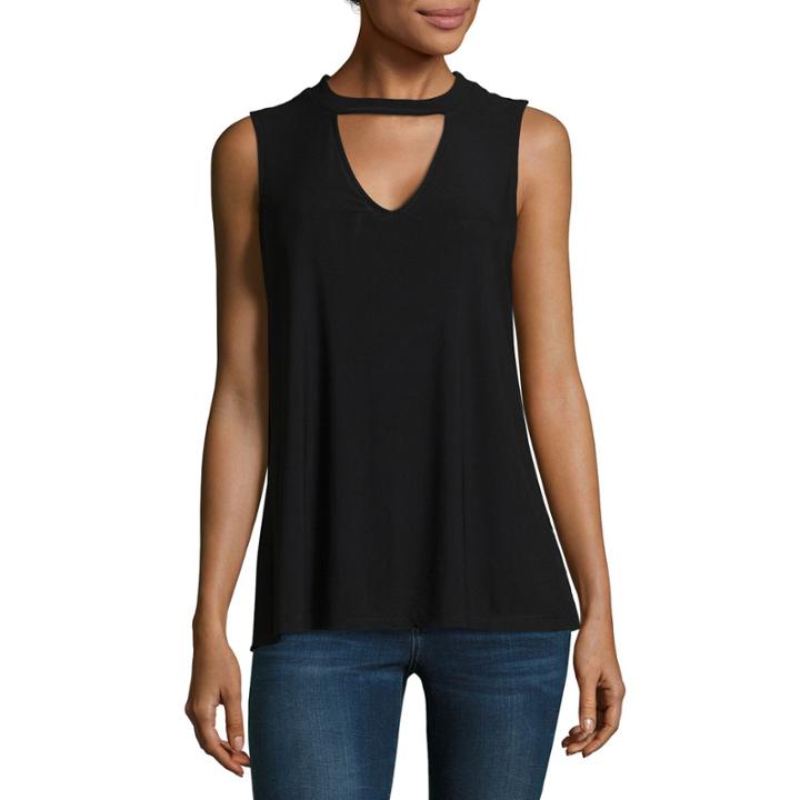 Belle + Sky Sleeveless Mesh Choker Neck Top