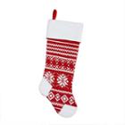 21.5 Alpine Chic Red And White Knitted Snowflake Christmas Stocking With White Fleece Cuff