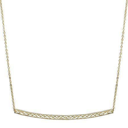 14k Yellow Gold Curved Bar Necklace
