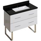 36-in. W Floor Mount White Vanity Set For 1 Hole Drilling Black Galaxy Top White Um Sink