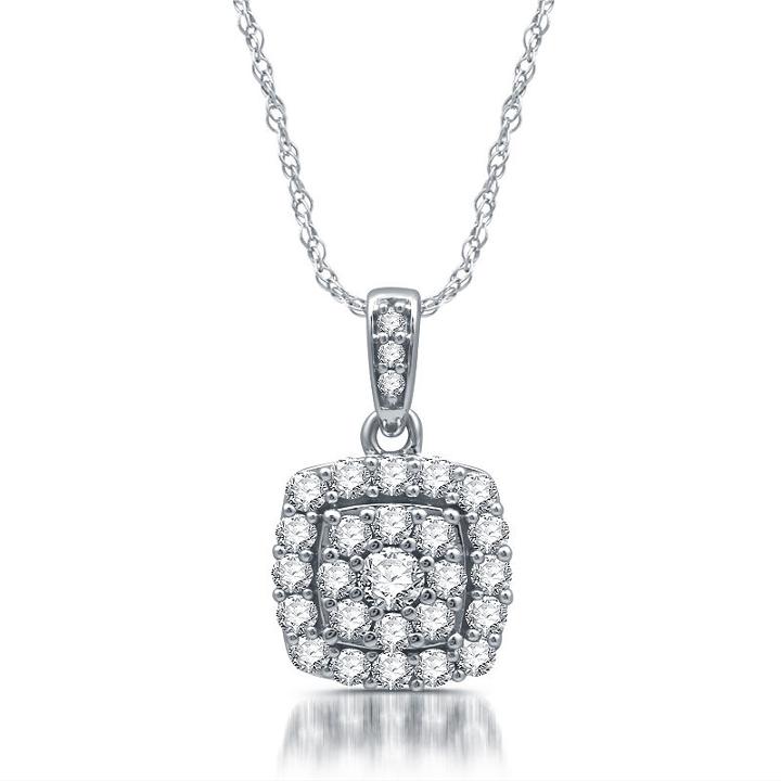 Diamond Blossom Womens 1/2 Ct. T.w. Genuine White Diamond Pendant Necklace