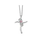 Survivor Collection Genuine Clear & Pink Swarovski Topaz Sterling Silver Grace Cross Necklace