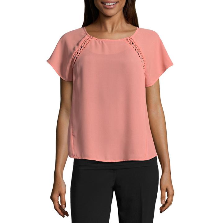 Lily White Short Sleeve Round Neck T-shirt-womens Juniors
