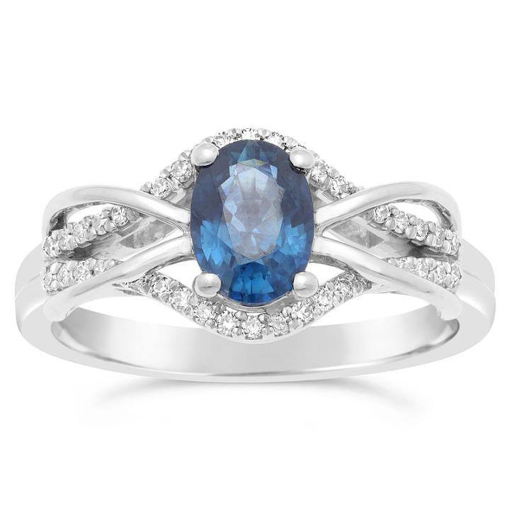Womens 1/6 Ct. T.w. Genuine Sapphire Blue 10k Gold Oval Cocktail Ring