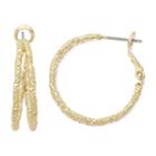 Mixit Gold-tone Etched Double-hoop Earrings