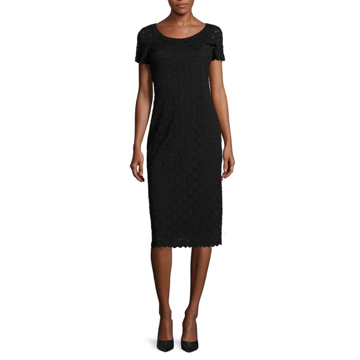 Ronni Nicole Short-sleeve Lace Sheath Midi Dress