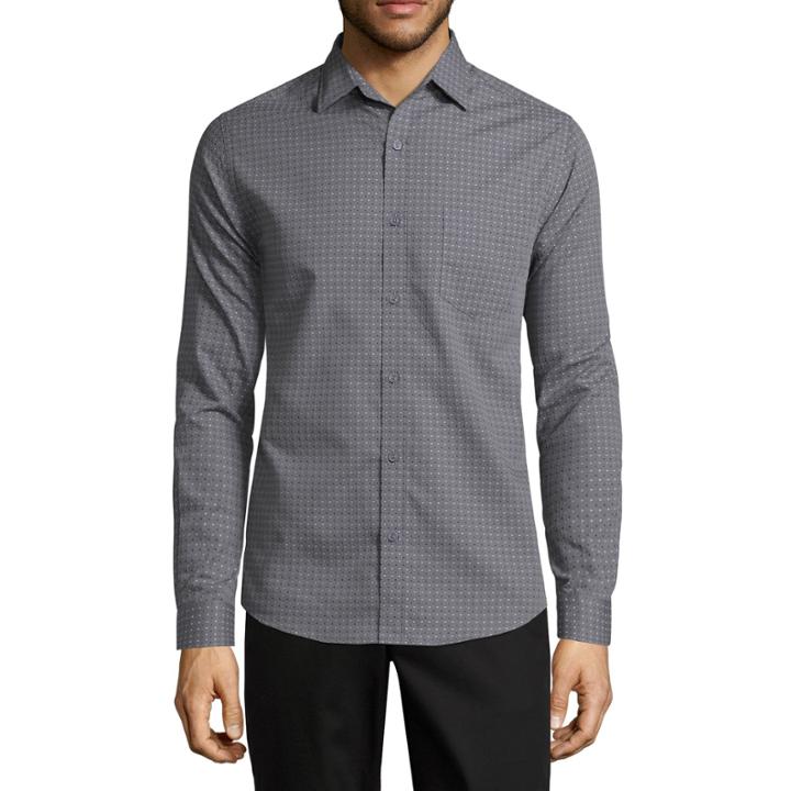 Haggar Long Sleeve Geometric Button-front Shirt