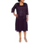 R & M Richards 3/4 Sleeve Mid Length Dress Jacket - Plus