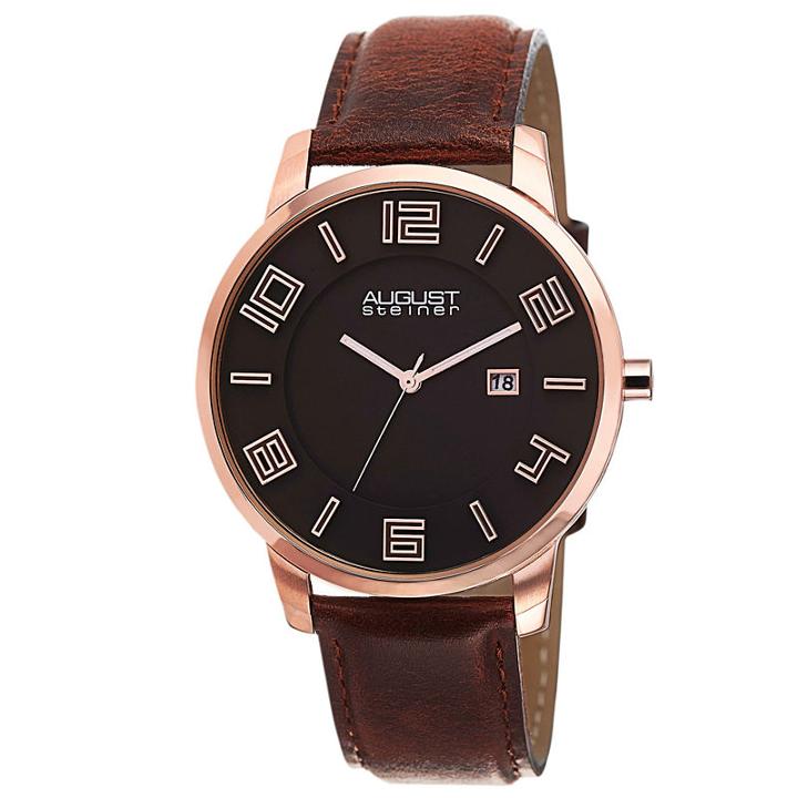 August Steiner Mens Brown Strap Watch-as-8108rg