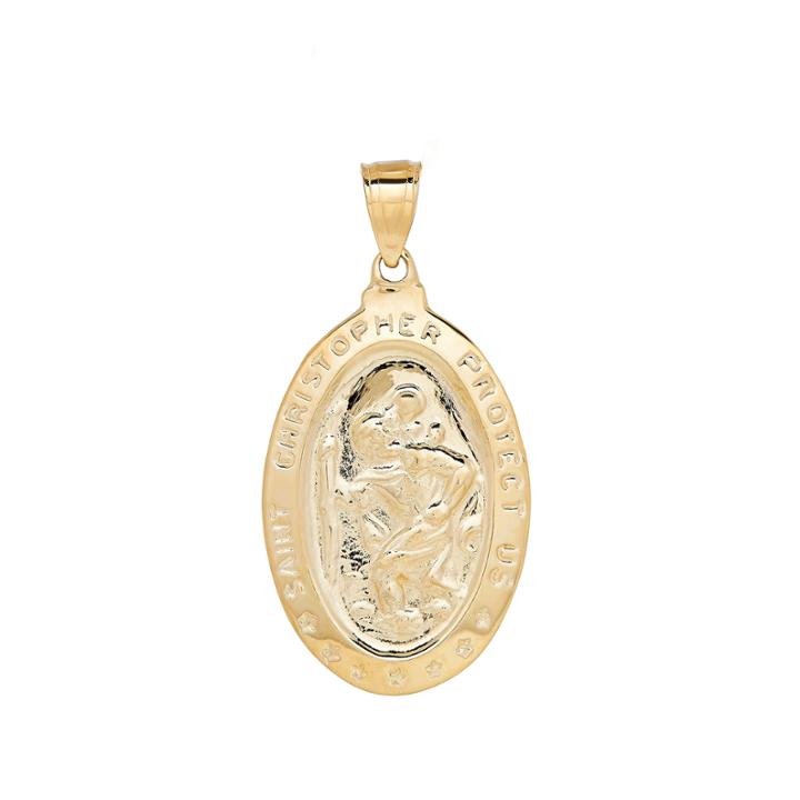 14k Gold St. Christopher Medallion Pendant