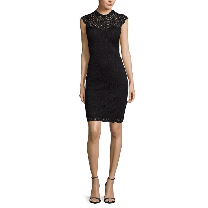 My Michelle Short-sleeve Scalloped-hem Lace Dress- Juniors