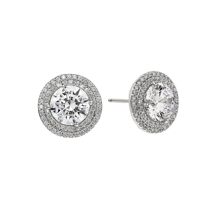 Greater Than 6 Ct. T.w. Round White Cubic Zirconia Sterling Silver Stud Earrings