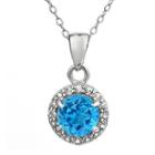 Faceted Genuine Blue & White Topaz Sterling Silver Pendant Necklace