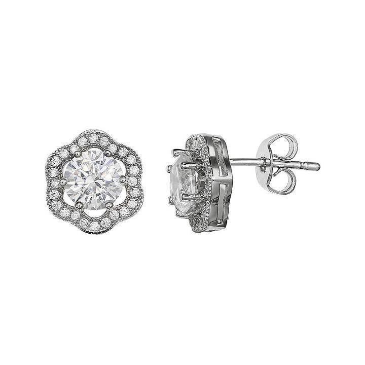 Sparkle Allure&trade; Flower-shaped Cubic Zirconia Earrings