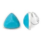 Liz Claiborne Silver-tone Simulated Turquoise Triangle Clip-on Earrings