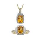 Genuine Citrine & Lab-created White Sapphire Pendant Necklace & Ring Set