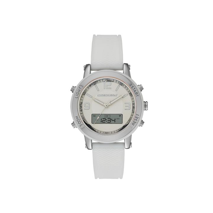 Skechers Womens White Silicone Analog/digital Chronograph Watch