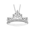 Enchanted Fine Jewelry By Disney Enchanted By Disney Womens 1/10 Ct. T.w. White Diamond Sterling Silver Pendant Necklace