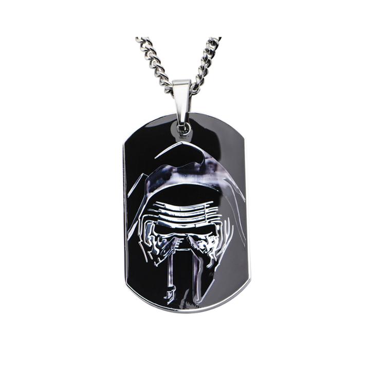 Star Wars Episode Vii Kylo Ren Mens Stainless Steel Dog Tag Pendant Necklace