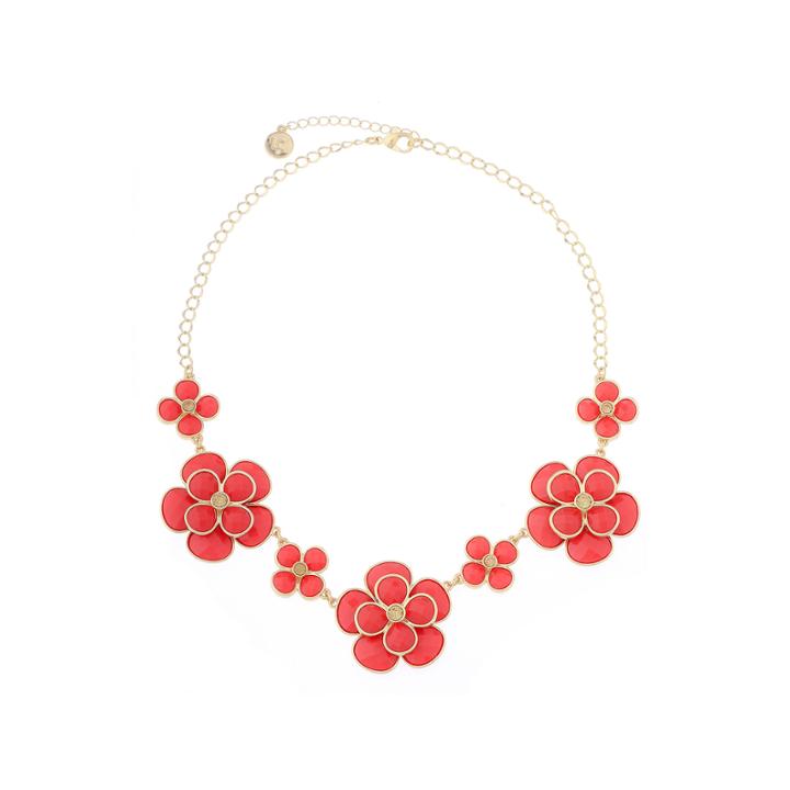 Liz Claiborne Orange And Gold-tone Collar Necklace