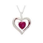 Womens Diamond Accent Red Ruby Sterling Silver Pendant Necklace