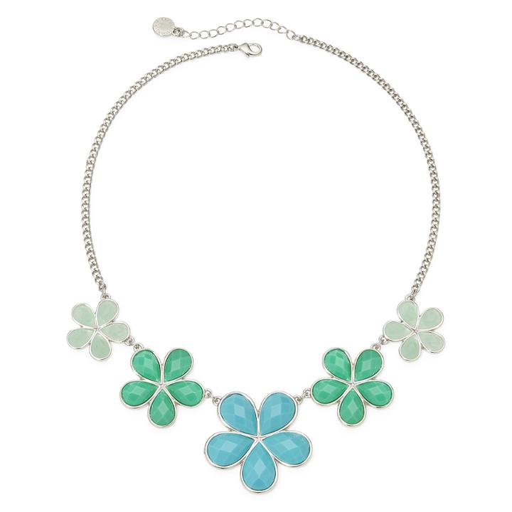 Liz Claiborne Blue Stone Graduating Flower Collar Necklace