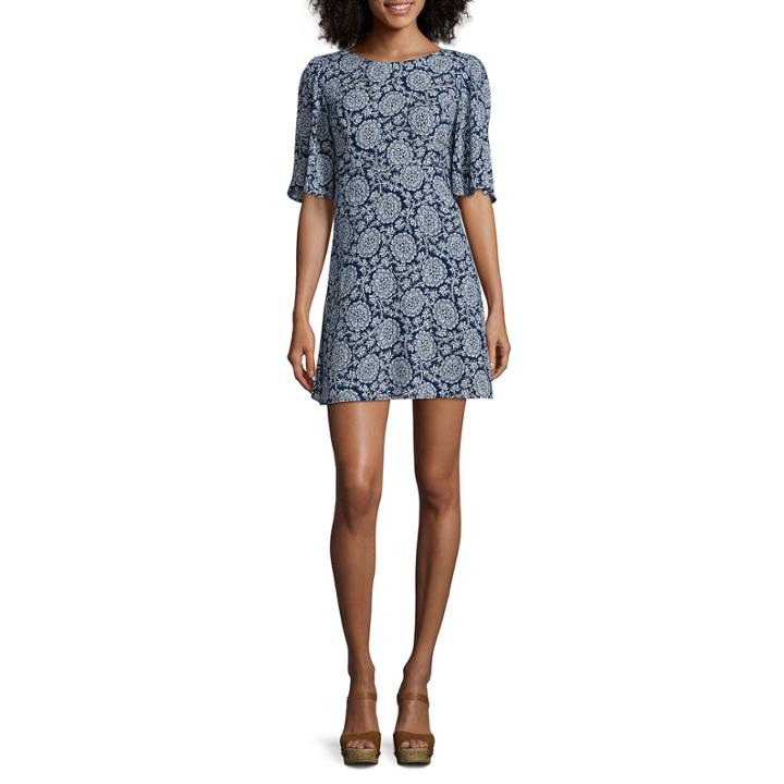 Love Reigns Elbow-sleeve Printed Dress - Juniors