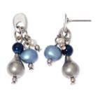 Aris By Treska Blue Bead Silver-tone Drop Earrings
