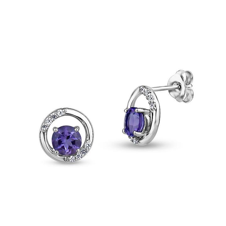 Genuine Purple Amethyst 10mm Stud Earrings