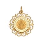 14k Yellow Gold Round Framed Miraculous Medal Charm Pendant