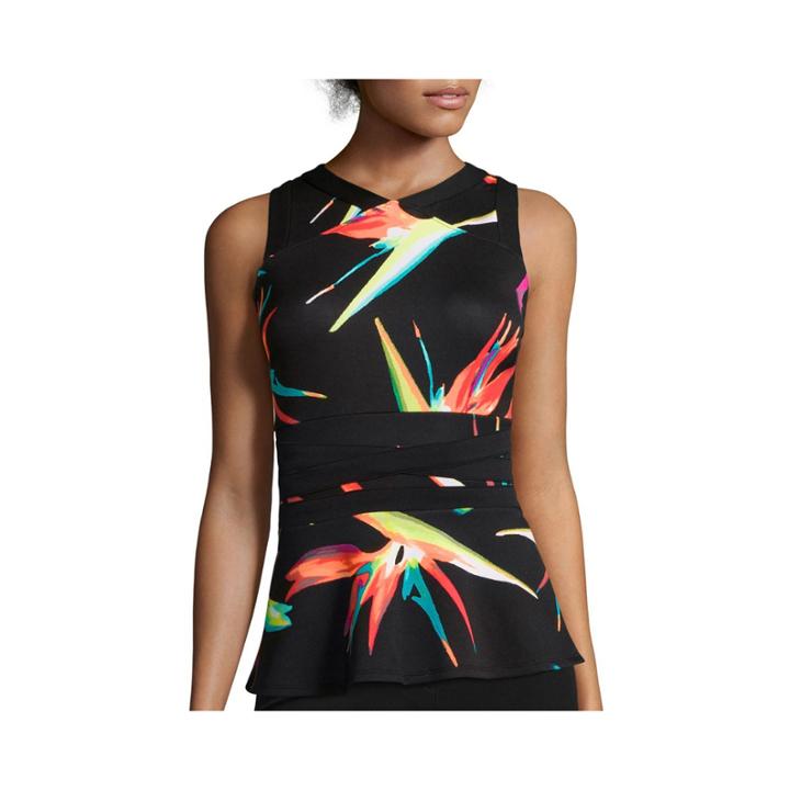 Worthington Sleeveless Mesh-inset Peplum Top - Petite