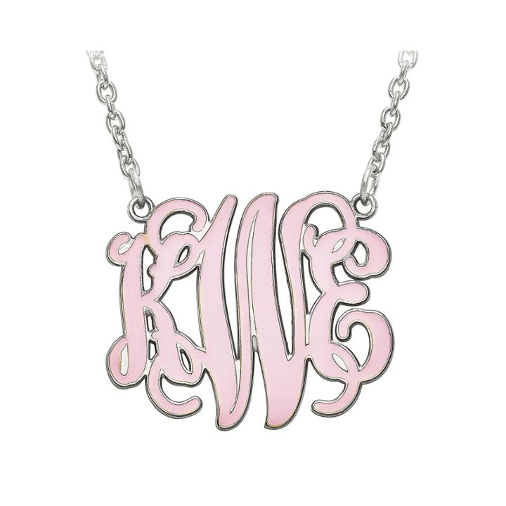 Personalized 25mm Sterling Silver Enamel Monogram Necklace