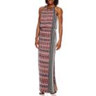 London Style Collection Sleeveless Keyhole Side-border Printed Maxi Dress
