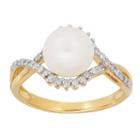 Womens 1/5 Ct. T.w. Genuine White Pearl 10k Gold Cocktail Ring