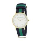 Laura Ashley Ladies Blue Green And Blue Knitted Colored Band With Gold Ultra-thin Case Watch La31016gn