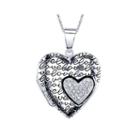 Inspired Moments&trade; Cubic Zirconia Sterling Silver Heart Locket Necklace